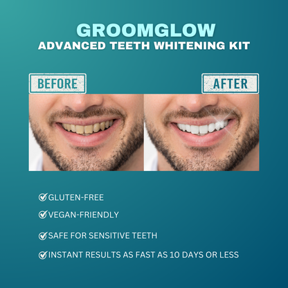 Groom Glow teeth whitening kit for grooms with black LED mouthpiece